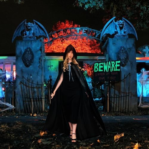 Vampir Kostüm Damen für Halloween Schwarz Samt Cape mit Kapuze Erwachsene Dracula Look
| Halloween Kostüm Erwachsene Sc