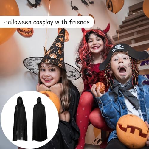 Kinder Umhang mit Kapuze für Halloween Schwarz(90cm)  
Zauberumhang KinderVampir Umhang Schwarz für Halloween Party(90cm