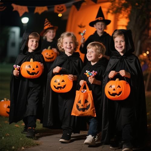 Halloween Kostüm Erwachsener Unisex Schwarz, 120cm Vampir Umhang Leicht Atmungsaktiv, Halloween Umhang Für Kinder Und Er